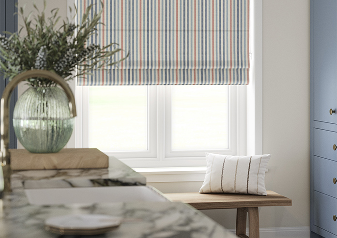 Emily Bond Cornish Stripe, Blue Multi - Roman Blind - Image 5